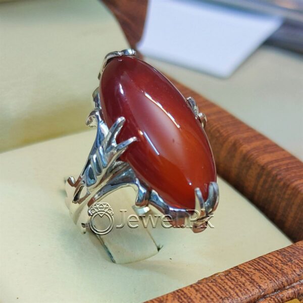 Natural Irani Agate - Irani Aqeeq + Brown Agate + Brown Aqeeq Silver Ring