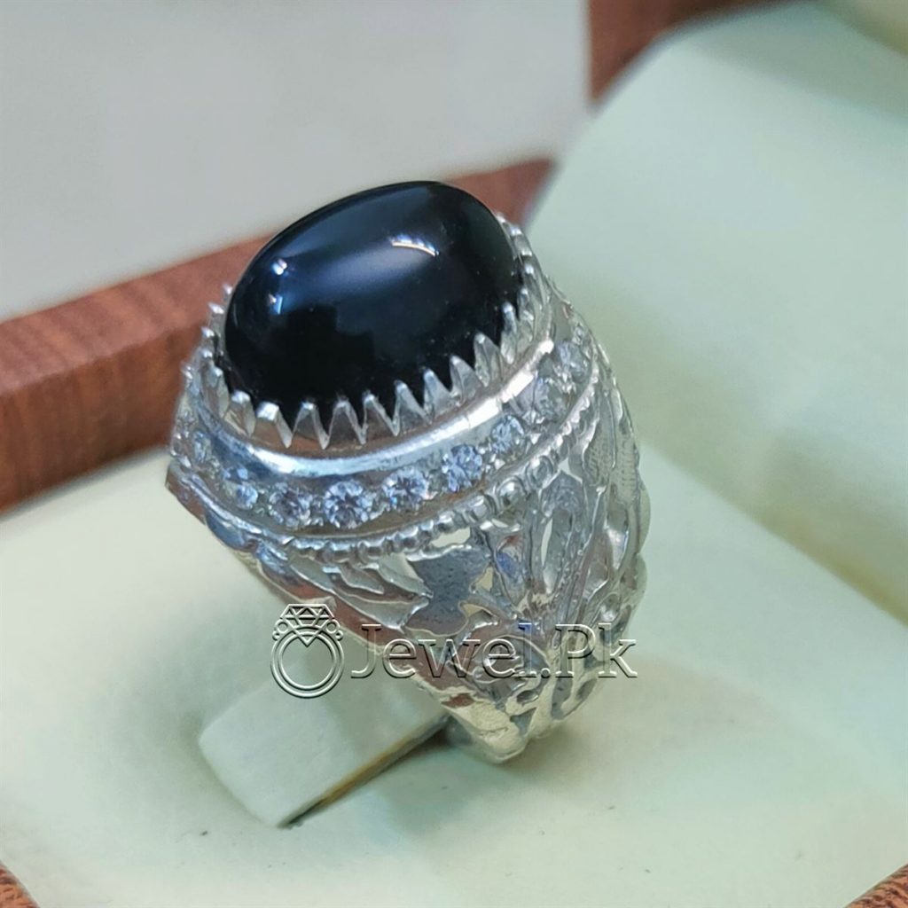Black Aqeeq ring + Black Agate Ring