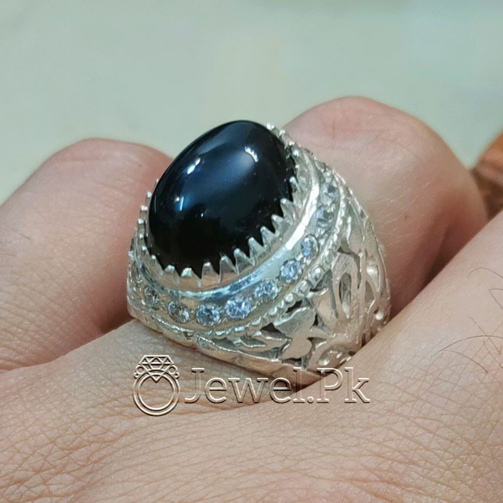 Black Aqeeq ring + Black Agate Ring