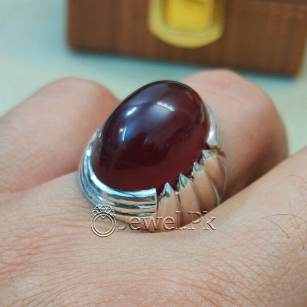 Natural Irani Agate - Irani Aqeeq + Brown Agate + Brown Aqeeq Silver Ring
