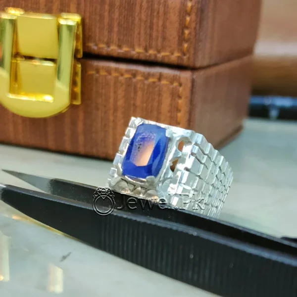 Ceylon Sapphire Ring 925 Silver Chandi - Neelum Ring - Siri Lankan Sapphire