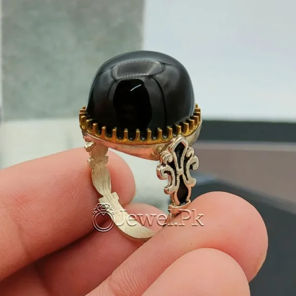Natural Black Agate Ring