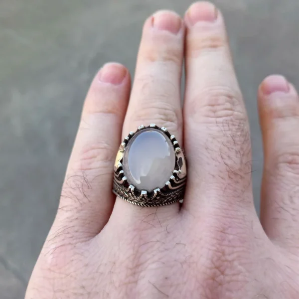 White Agate Ring 925 Silver 2