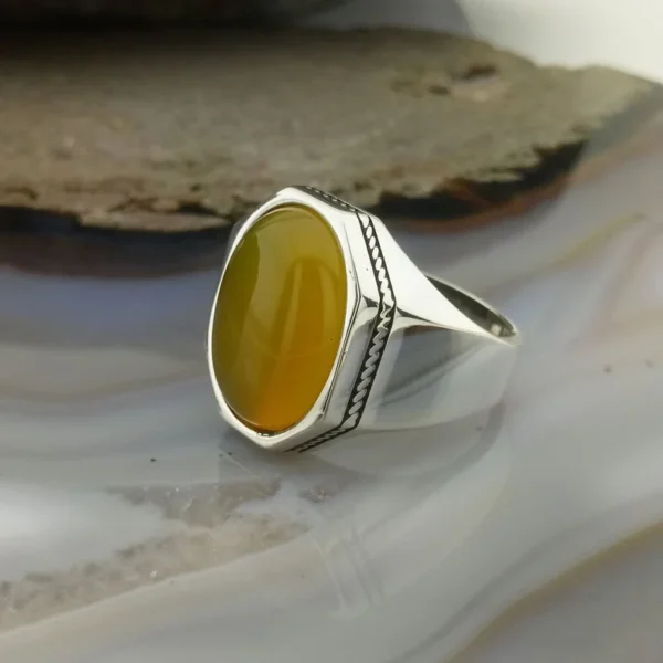 Yellow Agate - Zard Aqeeq Ring