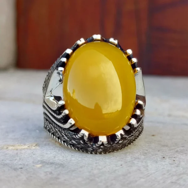 Yellow Agate Ring - Zard Aqeeq