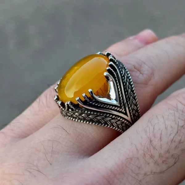 Yellow Agate Ring - Zard Aqeeq