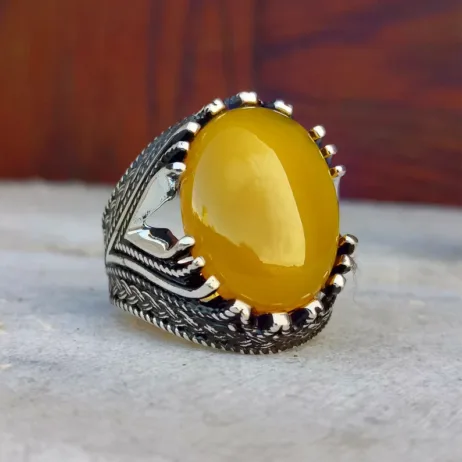 Yellow Agate Ring - Zard Aqeeq
