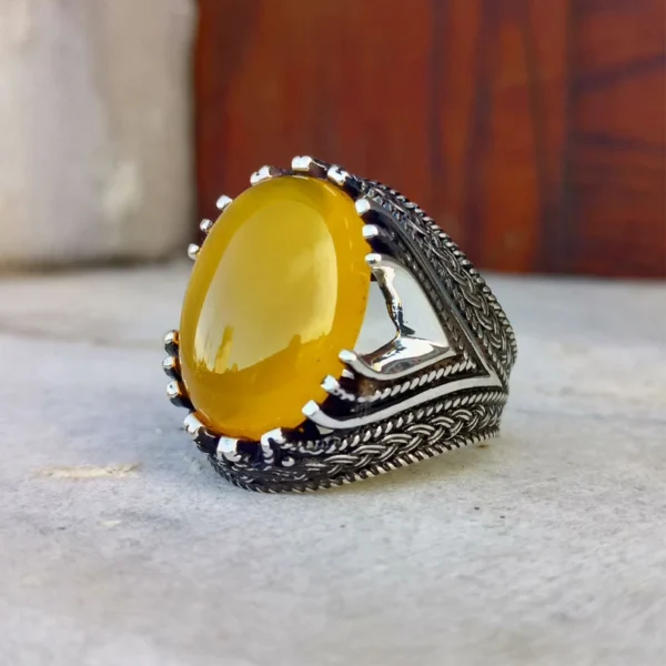Yellow Agate Ring - Zard Aqeeq