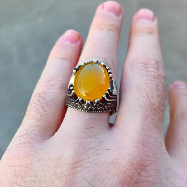 Yellow Agate Ring - Zard Aqeeq