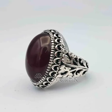 Natural Agate Stone - 925 Silver Ring - Aqeeq Ring + Aqiq Rings