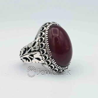 Natural Agate Stone - 925 Silver Ring - Aqeeq Ring + Aqiq Rings
