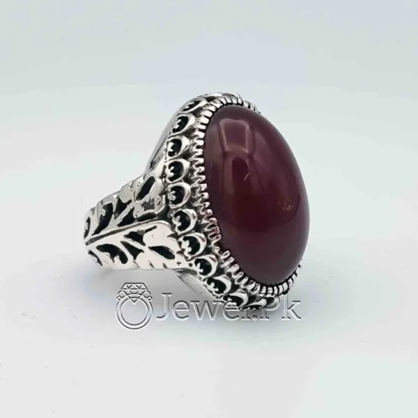 Natural Agate Stone - 925 Silver Ring - Aqeeq Ring + Aqiq Rings
