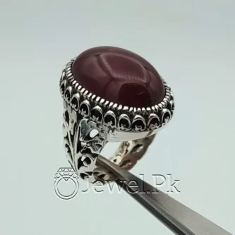 Natural Agate Stone - 925 Silver Ring - Aqeeq Ring + Aqiq Rings