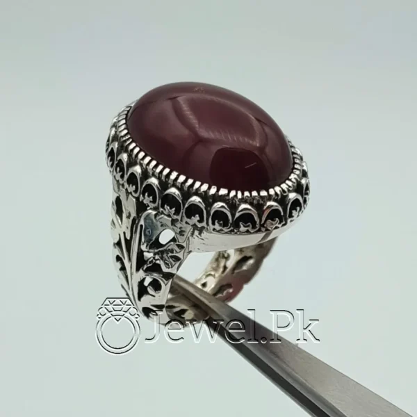 Natural Agate Stone - 925 Silver Ring - Aqeeq Ring + Aqiq Rings