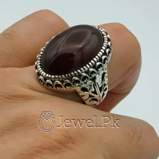 Natural Agate Stone - 925 Silver Ring - Aqeeq Ring + Aqiq Rings