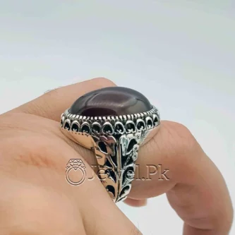 Natural Agate Stone - 925 Silver Ring - Aqeeq Ring + Aqiq Rings