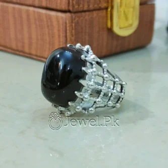 Black Aqeeq Stone - Black Agate Ring - 925 Silver Ring