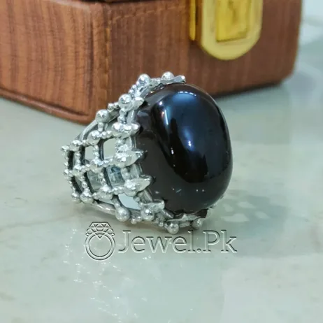 Black Aqeeq Stone - Black Agate Ring - 925 Silver Ring