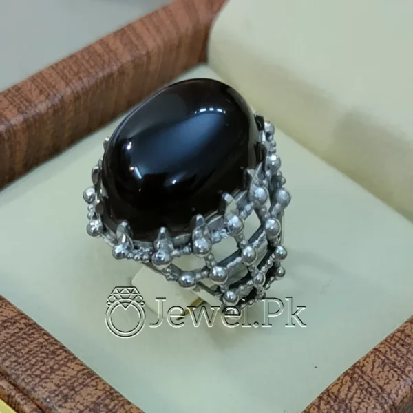 Black Aqeeq Stone - Black Agate Ring - 925 Silver Ring