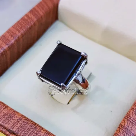 Black Agate Women Ring - Black Aqeeq Ring