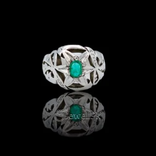 Natural Emerald Ring - 925 Silver Ring -