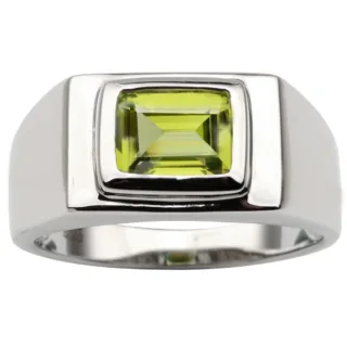 Natural Green Peridot Ring Men 925 Sterling Silver Flawaless Peridot Green Stone 1 1