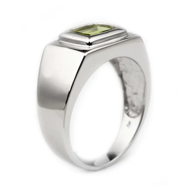 Natural Green Peridot Ring Men 925 Sterling Silver Flawaless Peridot Green Stone 2 1