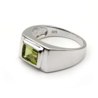 Natural Green Peridot Ring Men 925 Sterling Silver Flawaless Peridot Green Stone 3 1