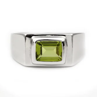 Natural Green Peridot Ring Men 925 Sterling Silver Flawaless Peridot Green Stone 4 1