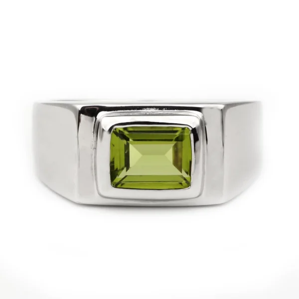 Natural Green Peridot Ring Men 925 Sterling Silver Flawaless Peridot Green Stone 4 1