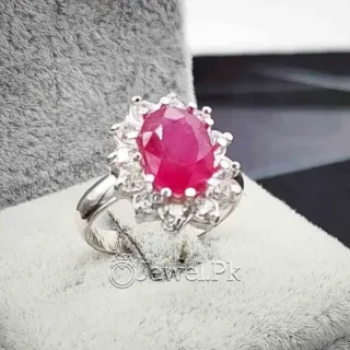 Natural Ruby 925 Silver Woman Ring- Yaqoot Ring