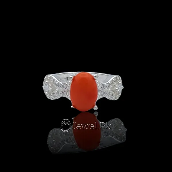 Natural Red Coral Stone - Marjaan Stone Italian Ladies Ring
