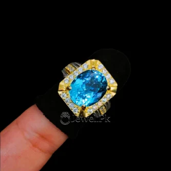 Swiss Blue Topaz Ring 925 Silver