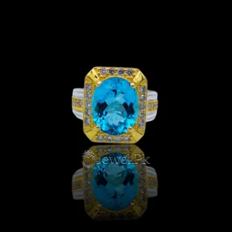 Swiss Blue Topaz Ring 925 Silver