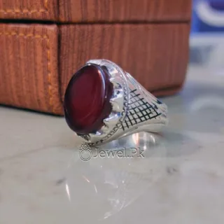 Yemen Aqeeq Natural Agate Stone Ring 925 Silver