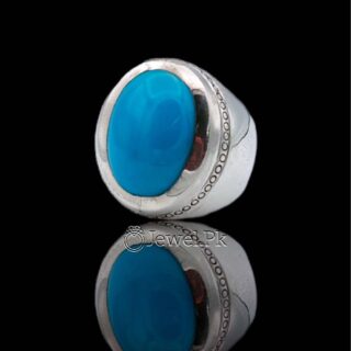 Masterpiece Ring 925 Silver - Natural Turquoise Clean Blue - Nishapuri Feroza