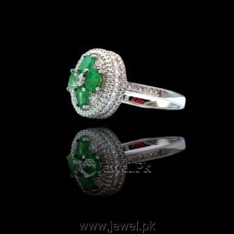 emerald ring for ladies + zamurd ring women + real gemstone rings silver chandi