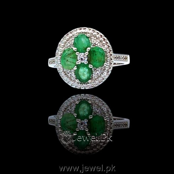 emerald ring for ladies + zamurd ring women + real gemstone rings silver chandi
