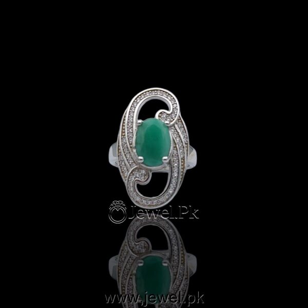emerald ring for ladies + zamurd ring women + real gemstone rings silver chandi