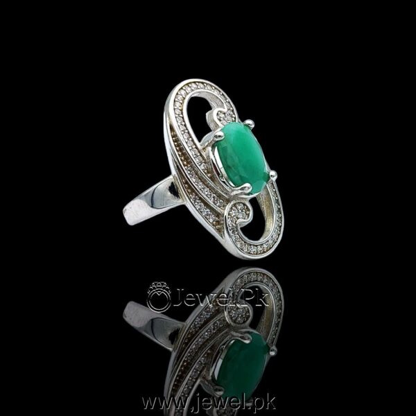 emerald ring for ladies + zamurd ring women + real gemstone rings silver chandi