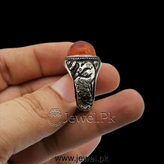 Natural Aqeeq Ring 925 Silver Metal Agate Ring Yemeni 4