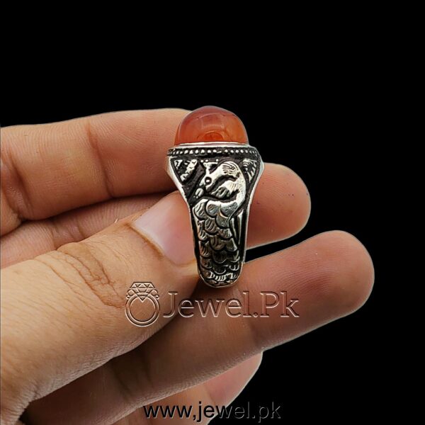 Natural Aqeeq Ring 925 Silver Metal Agate Ring Yemeni 4