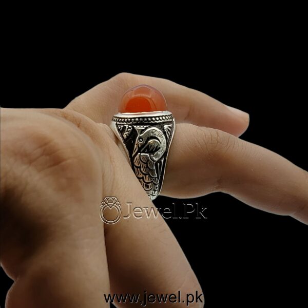 Natural Aqeeq Ring 925 Silver Metal Agate Ring Yemeni 8