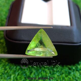 7 Ct Peridot Trillion Cut Natural Gemstone - (Zabarjad) - Lab Certified