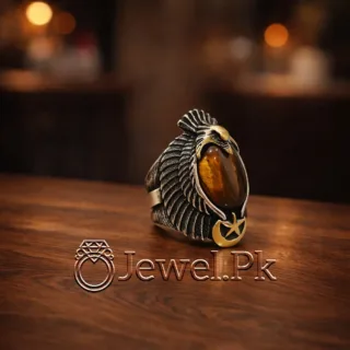 Turkish Ring -  Tiger Eye Stone Silver 925 (Chandi) Heavy Ring