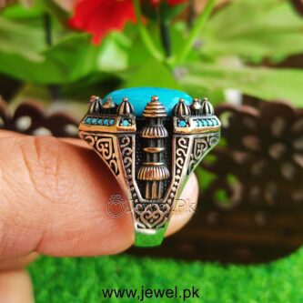 Brilliant quality turquoise feroza Turkish ring