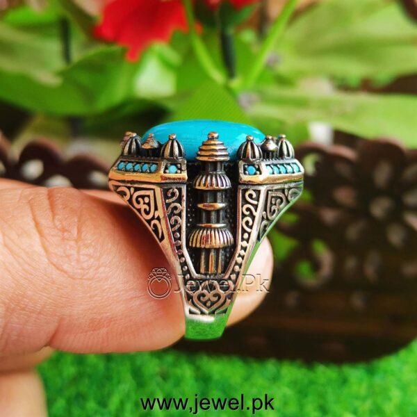Brilliant quality turquoise feroza Turkish ring