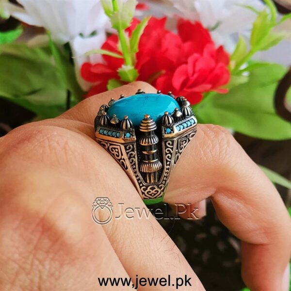 Brilliant quality turquoise feroza Turkish ring