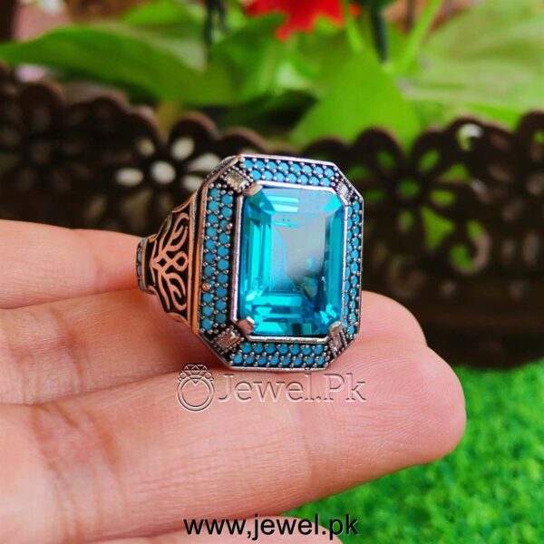 Blue Zircon Turkish Ring 925 Silver
