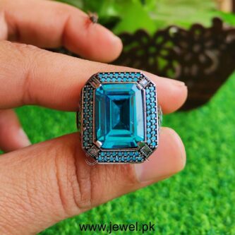 Blue Zircon Turkish Ring 925 Silver